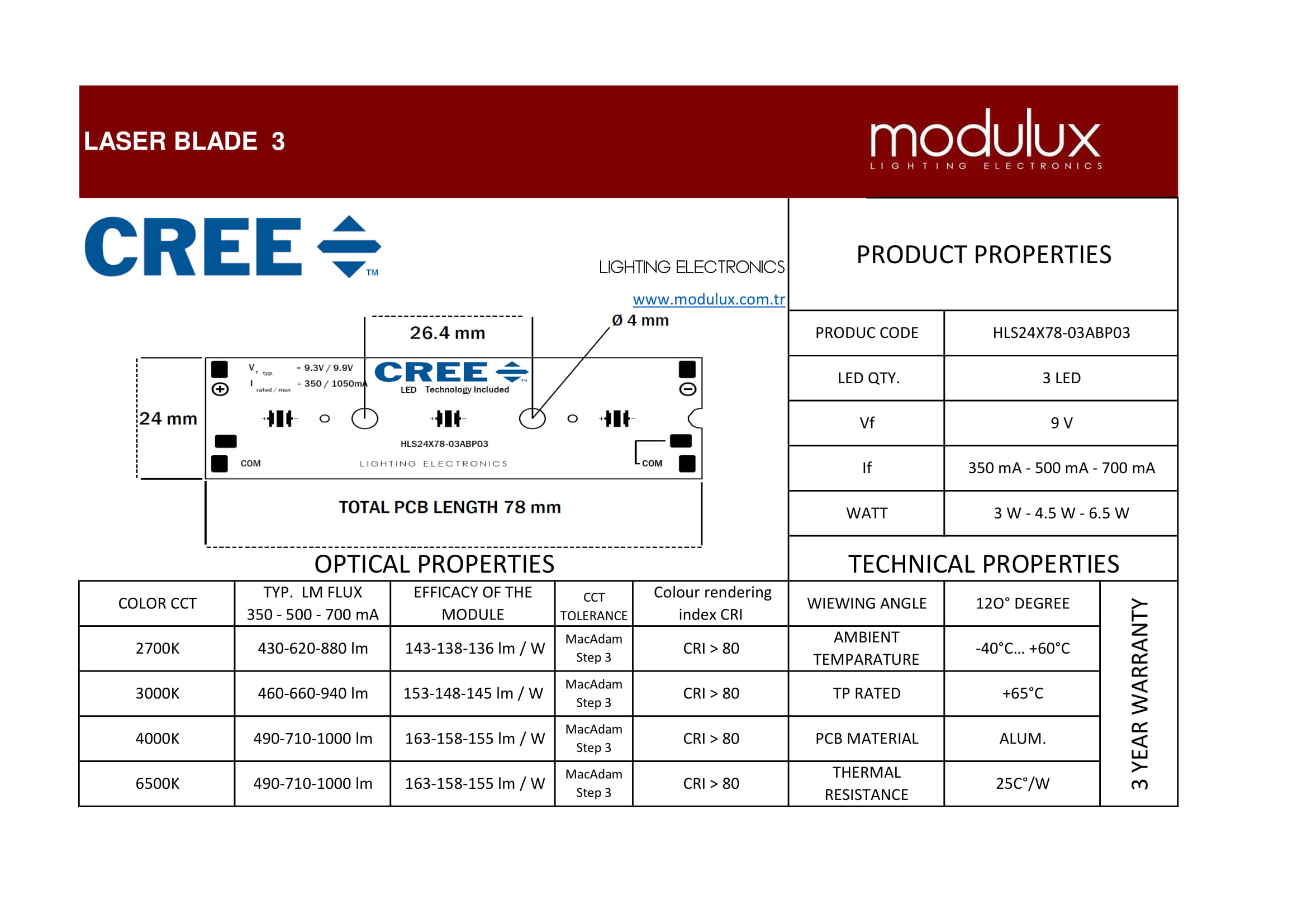 Laser Blade 3 LED modül ürün görseli