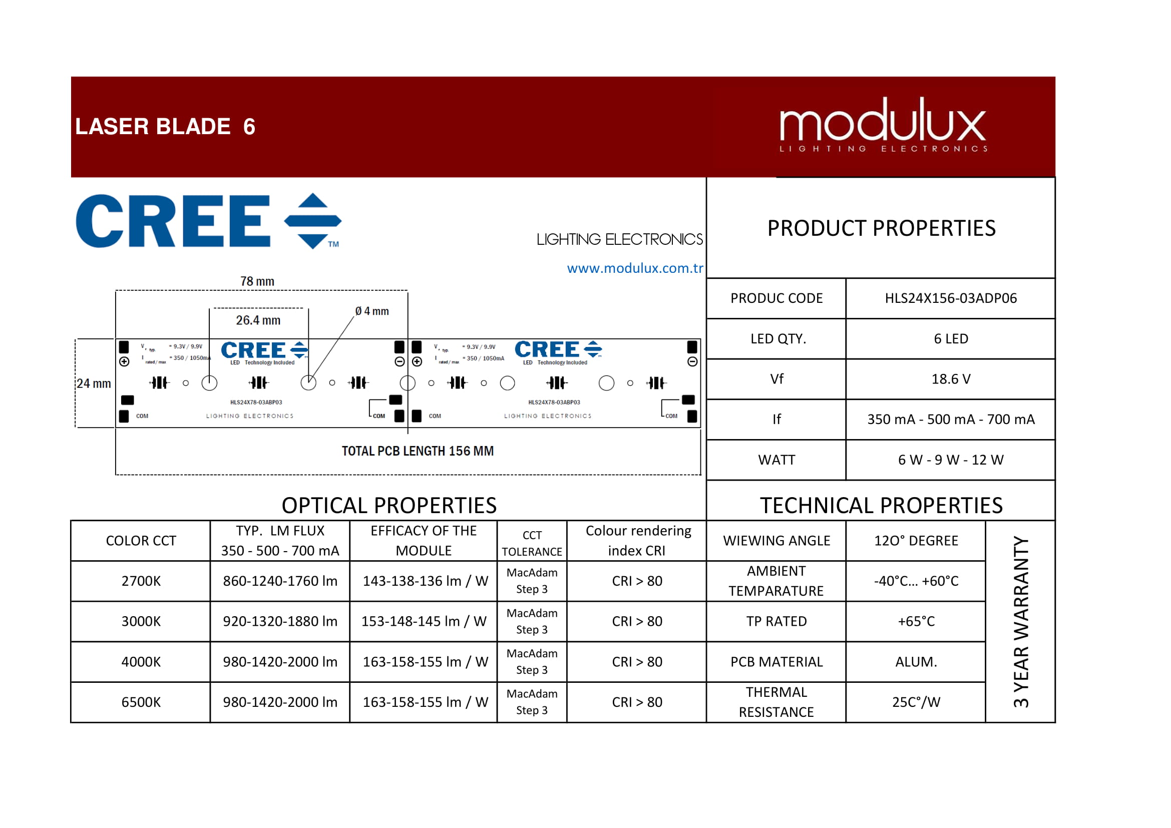 Laser Blade 6 LED modül ürün görseli